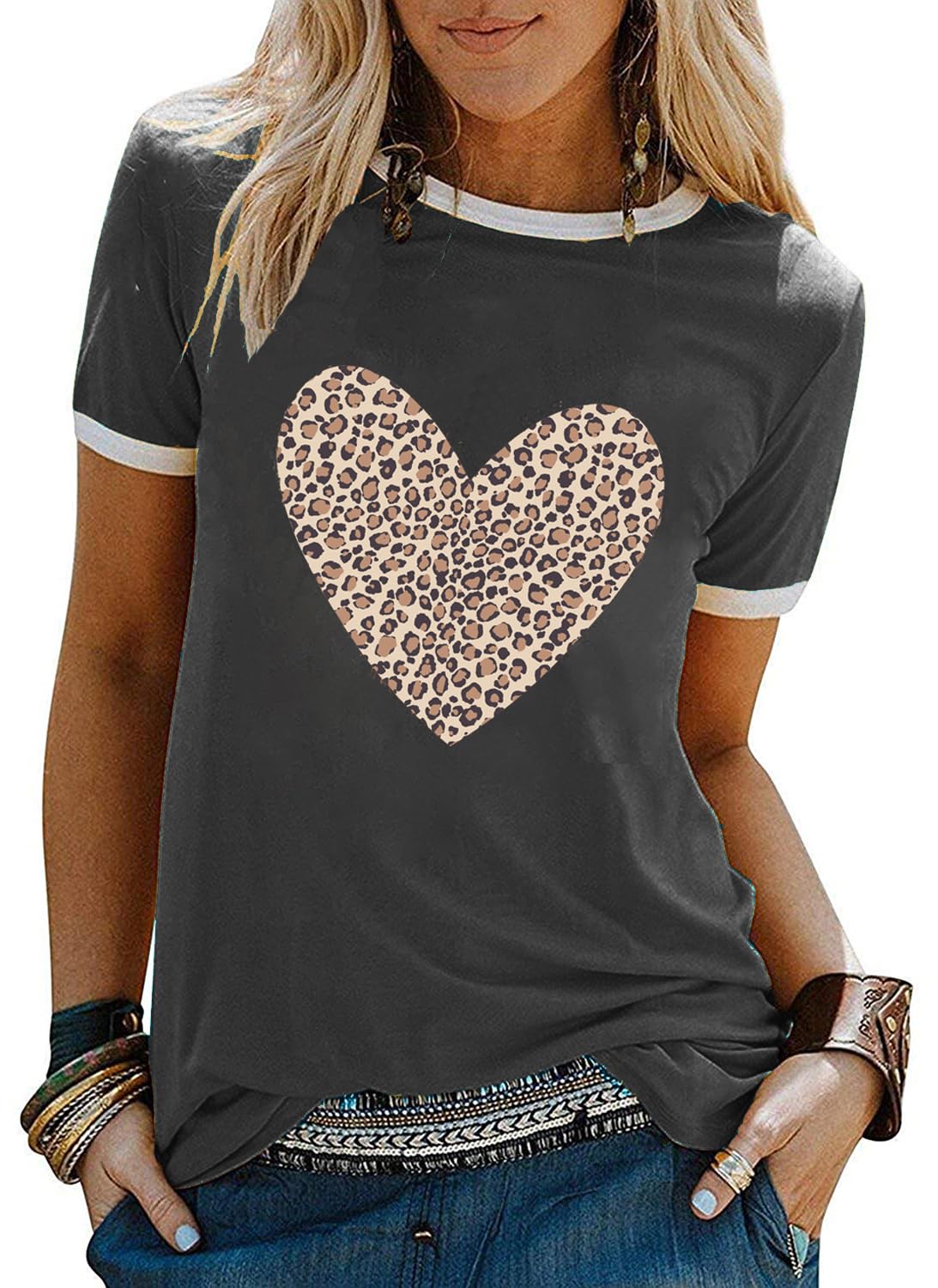 YEXIPO Graphic Tees for Women Short Sleeve Summer Tops Funny Letter Printed Loose Casual T Shirts