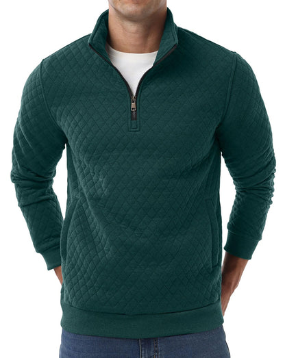 Sailwind Mens Quarter Zip Sweatshirt Long Sleeve Quilted Pullover Casual Mock Neck Polo Sweater