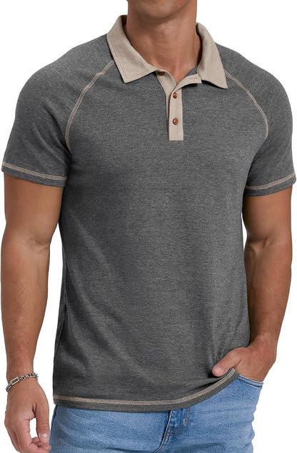 Sailwind Mens Cotton Polo Shirts Short Sleeve Raglan Collared Casual Summer Fashion Golf Shirts