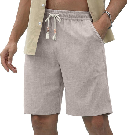 Sailwind Men’s Linen Shorts Casual Drawstring Summer Beach Shorts