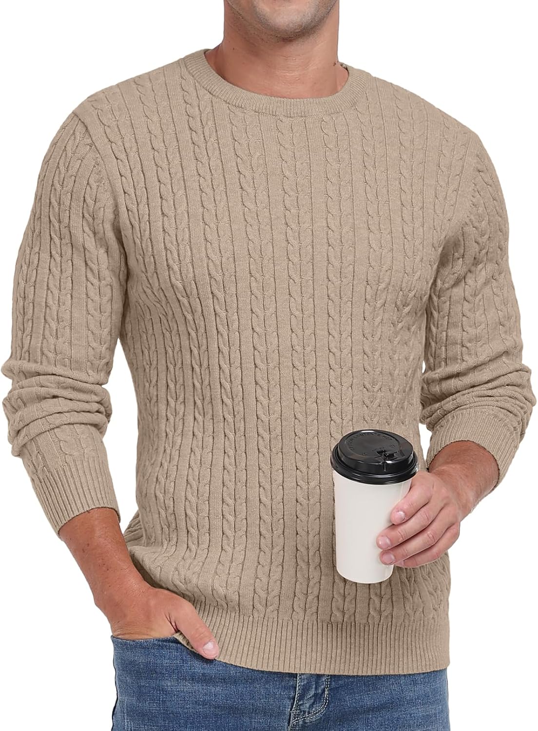 Sailwind Men's Crewneck Pullover Sweater Lightweight Casual Twist Knitted Sweaters