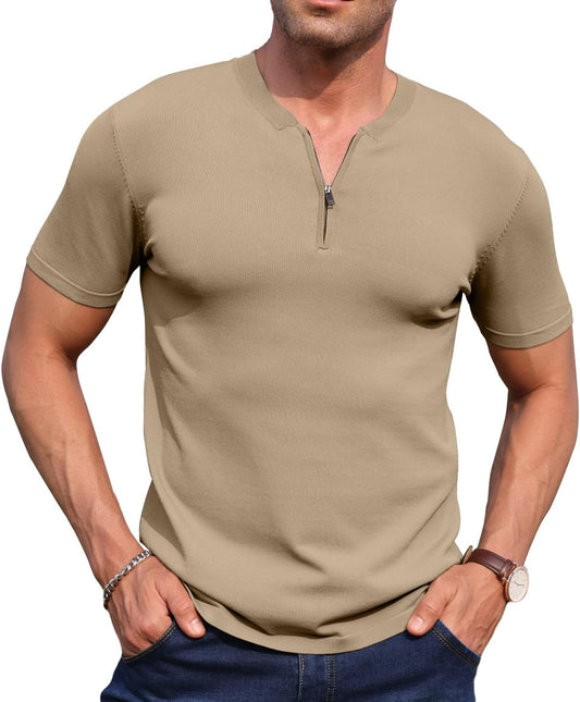 Sailwind Mens Short Sleeve Polo Shirts Quarter-Zip Knit Shirts