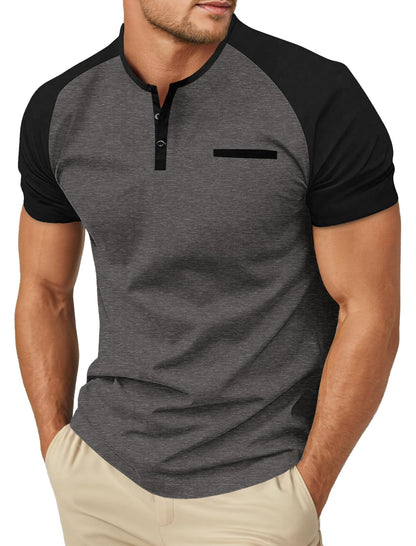 Sailwind Men's Cotton Henley Short Sleeve Casual T-Shirts with Pocket