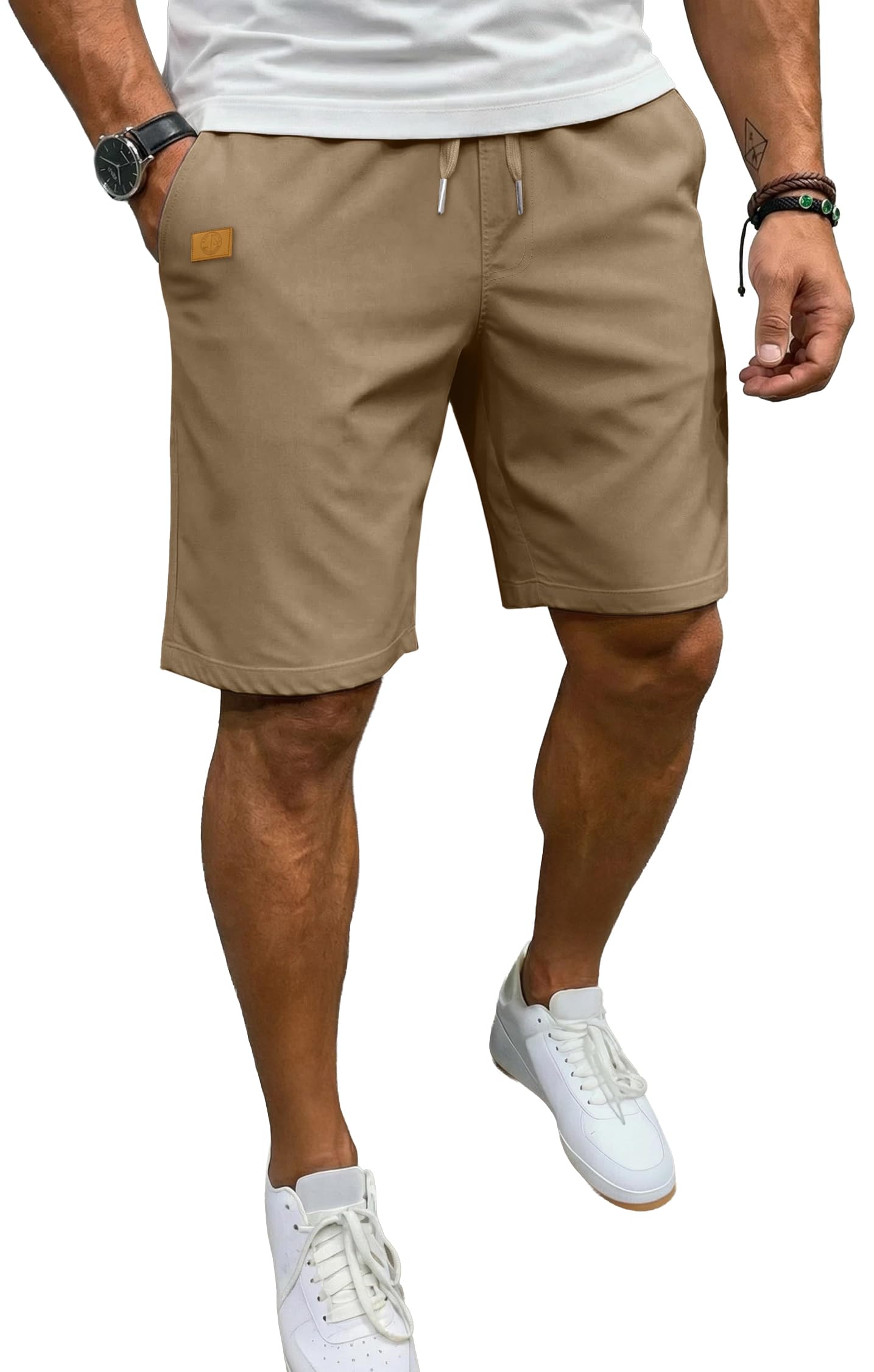 Sailwind Men's Casual 7" Shorts Elastic Waist Drawstring Summer Twill Golf Short