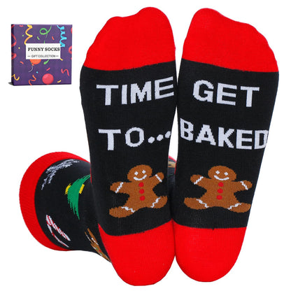 YEXIPO Funny Christmas Socks For Men Women Crew Socks Unisex Novelty Socks