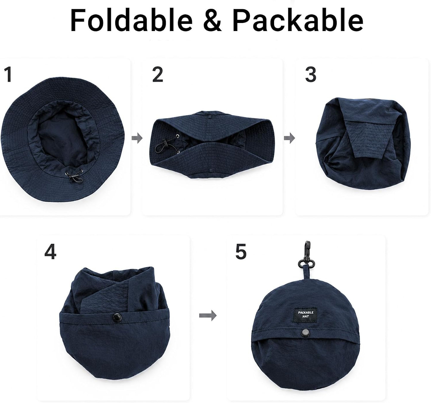 PFFY Packable Sun Bucket Hat for Men Women Outdoor UV Protection Sun Hats Waterproof Lightweight Hiking Outdoor Cap