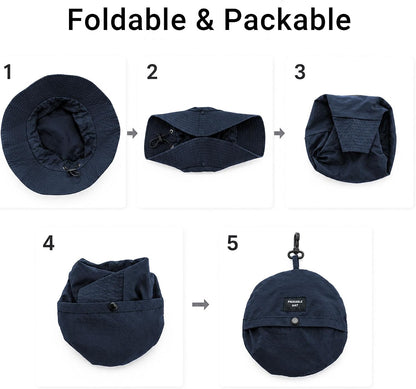 PFFY Packable Sun Bucket Hat for Men Women Outdoor UV Protection Sun Hats Waterproof Lightweight Hiking Outdoor Cap