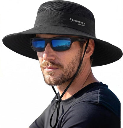 FURTALK Sun Hats for Men Women UPF Sun Protection Breathable Wide Brim | Nylon UV Protection, Breathable Adjustable, 2-in-1 Wide Brim, Packable Water-Resistant, Fishing Hiking Summer