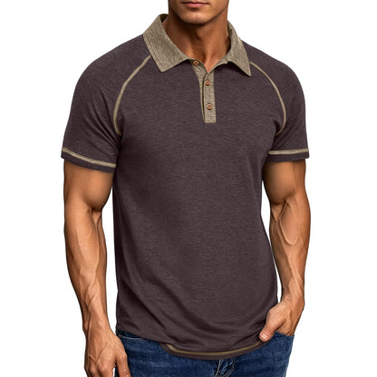 Mens Cotton Polo Shirts Short Sleeve Raglan Collared Casual Summer Fashion Spread Collar Golf Shirts