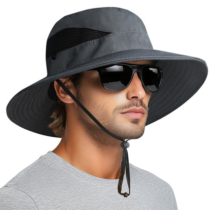 PFFY Sun Hats for Men Women Wide Brim Bucket Hat UPF 50+ Outdoor Beach Hiking Fishing Hat