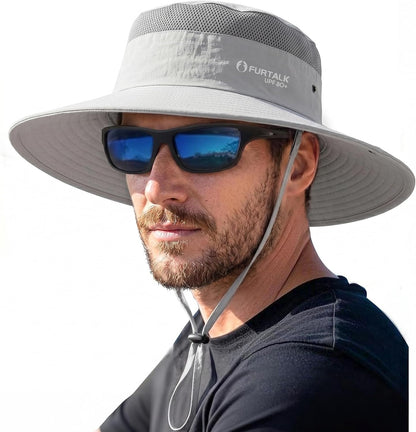 FURTALK Sun Hats for Men Women UPF Sun Protection Breathable Wide Brim | Nylon UV Protection, Breathable Adjustable, 2-in-1 Wide Brim, Packable Water-Resistant, Fishing Hiking Summer