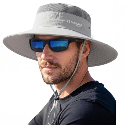 FURTALK Sun Hats for Men Women UPF Sun Protection Breathable Wide Brim | Nylon UV Protection, Breathable Adjustable, 2-in-1 Wide Brim, Packable Water-Resistant, Fishing Hiking Summer