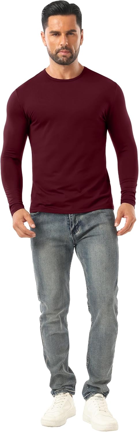 Sailwind Men Base Layer Moisture Wicking Shirts Long Sleeve Thermal Underwear Dark Red