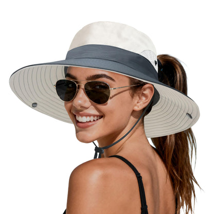PFFY Sun Beach Hats for Women Men UV Protection Wide Brim Foldable Fishing Sun Bucket Hat Outdoor Essentials