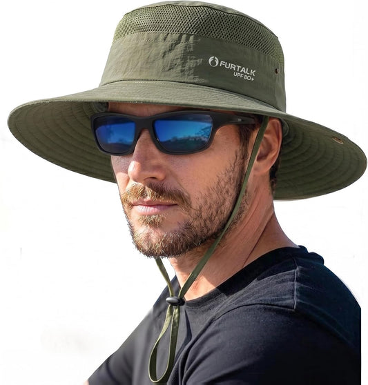 FURTALK Sun Hats for Men Women UPF Sun Protection Breathable Wide Brim | Nylon UV Protection, Breathable Adjustable, 2-in-1 Wide Brim, Packable Water-Resistant, Fishing Hiking Summer