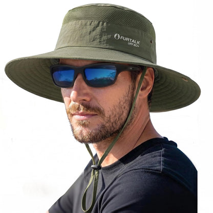 FURTALK Sun Hats for Men Women UPF Sun Protection Breathable Wide Brim | Nylon UV Protection, Breathable Adjustable, 2-in-1 Wide Brim, Packable Water-Resistant, Fishing Hiking Summer