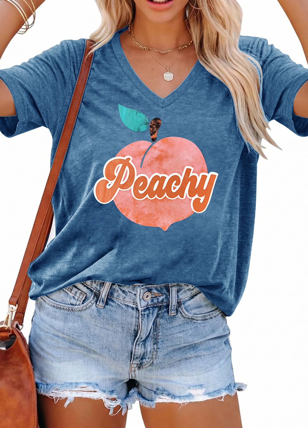 YEXIPO Womens Graphic Tees V-Neck T Shirts Spring Short Sleeve Funny Letter Print Casual Loose Cute Summer Tops