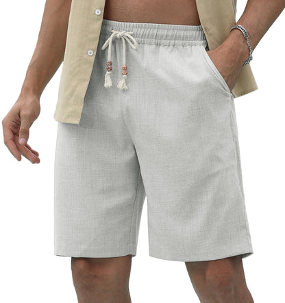 Sailwind Men’s Linen Shorts Casual Drawstring Summer Beach Shorts