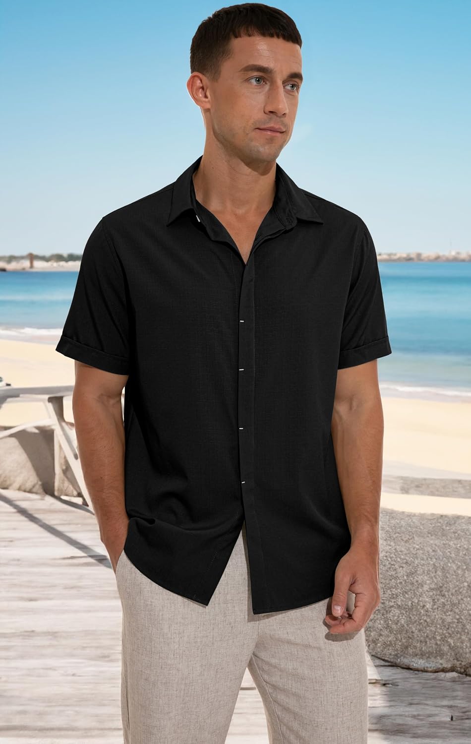 Sailwind Men's Shirts Short Sleeve Casual Shirts Button Down Beach Summer Shirt