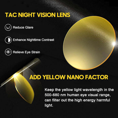 TJUTR Night Vision Driving Glasses Fit Over Eyeglasses for Men Women, Anti-Glare Polarized UV400 Protection Yellow Lens 2612R