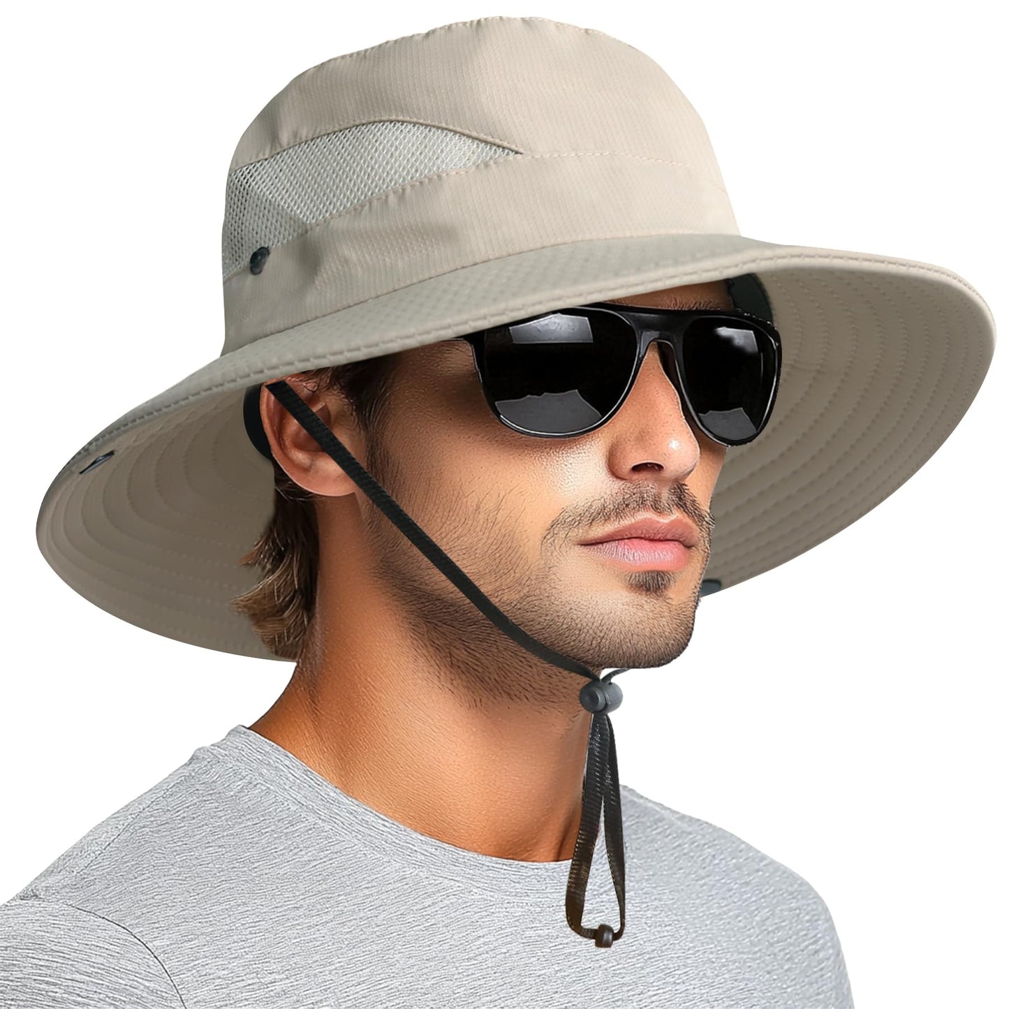 PFFY Sun Hats for Men Women Wide Brim Bucket Hat UPF 50+ Outdoor Beach Hiking Fishing Hat