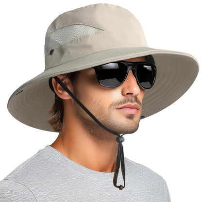 PFFY Sun Hats for Men Women Wide Brim Bucket Hat UPF 50+ Outdoor Beach Hiking Fishing Hat