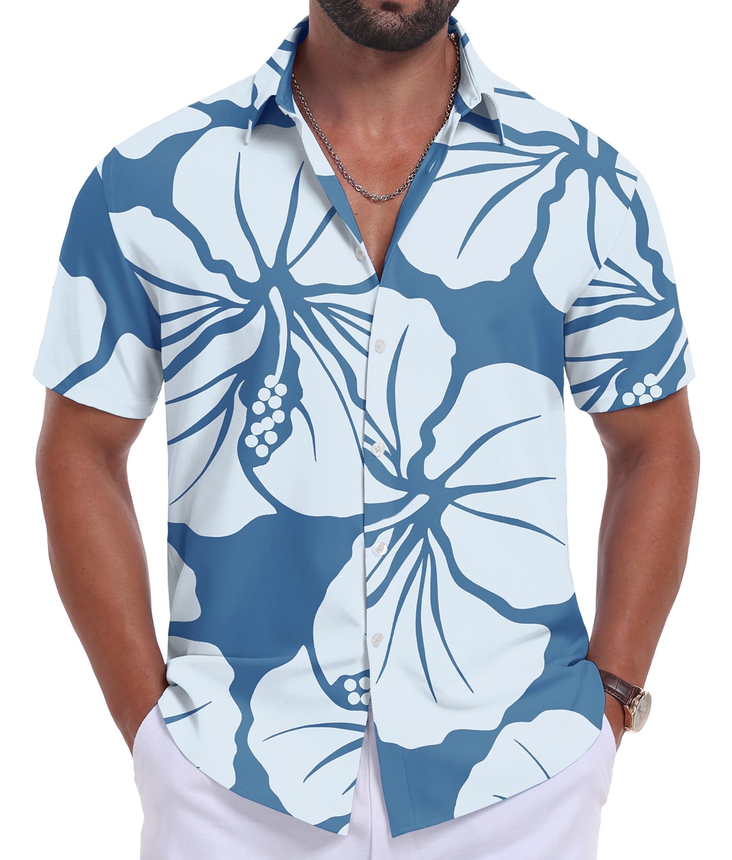 Sailwind Men's Hawaiian Floral Shirts Short Sleeve Button Down Holiday Tropical Beach Shirts