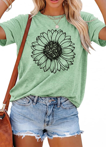 YEXIPO Womens Graphic Tees Short Sleeve Summer Tops Funny Letter Print Crew Neck Casual Loose Cute T Shirts