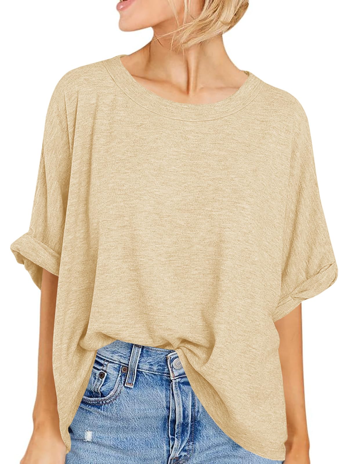 Women Oversized T-Shirt Summer Casual Short Sleeve Loose Tee Tops