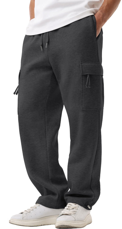 Sailwind Men's Fleece Cargo Sweatpants Casual Loose Fit Heavyweight Pants with Pockets