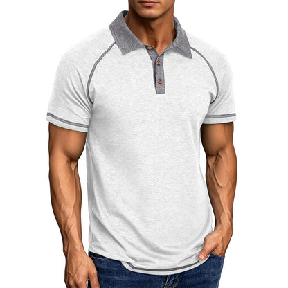Mens Cotton Polo Shirts Short Sleeve Raglan Collared Casual Summer Fashion Spread Collar Golf Shirts