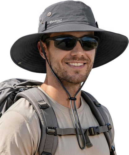 FURTALK Sun Hats for Men Fishing Hat UPF 80+ Foldable Wide Brim Outdoor Hiking Beach Summer Hats