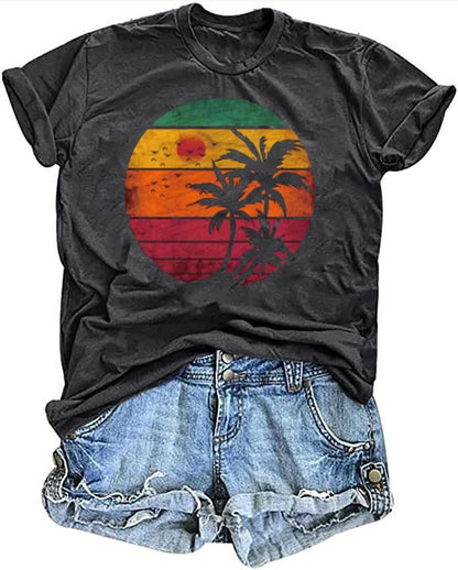 Women's Vintage Floral T Shirt Boho Wildflower Graphic Loose Tees Short Sleeve Casual Tops