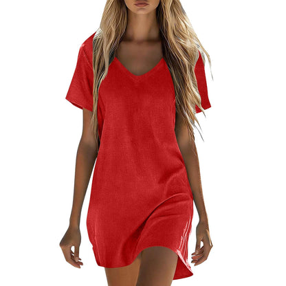 Summer Dresses for Women 2026 Linen Tshirt Dress Casual Beach Vacation Outfits Cotton Boho Short Sleeve Sundresses