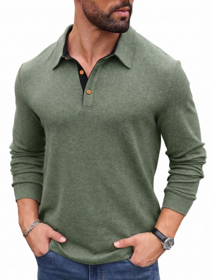 Sailwind Men' s Long Sleeve Polo Shirts Classic Soft Casual Collared Golf Shirt