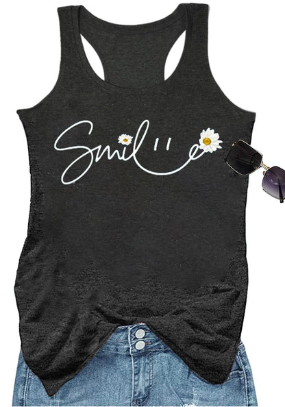 YEXIPO Womens Graphic Tank Tops Racerback Summer Tops Casual Loose Workout Tanks Beach Vacation Sleeveless Shirt Tank Top