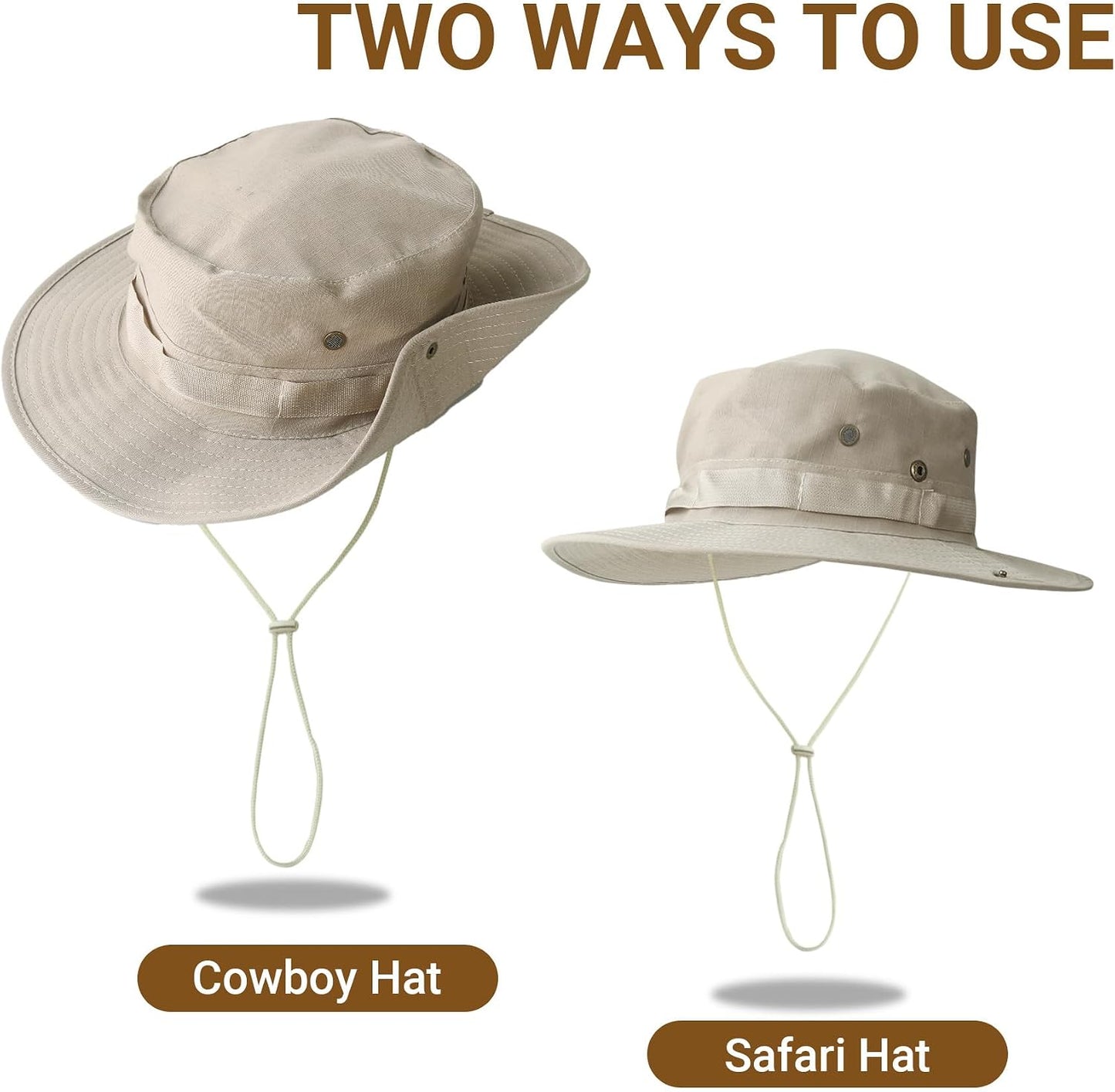 PFFY Sun Boonie Hats for Men UPF 50+ Bucket Hat for Fishing Hiking Safari Hunting