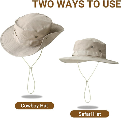 PFFY Sun Boonie Hats for Men UPF 50+ Bucket Hat for Fishing Hiking Safari Hunting
