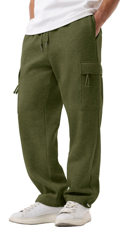 Sailwind Men's Fleece Cargo Sweatpants Casual Loose Fit Heavyweight Pants with Pockets
