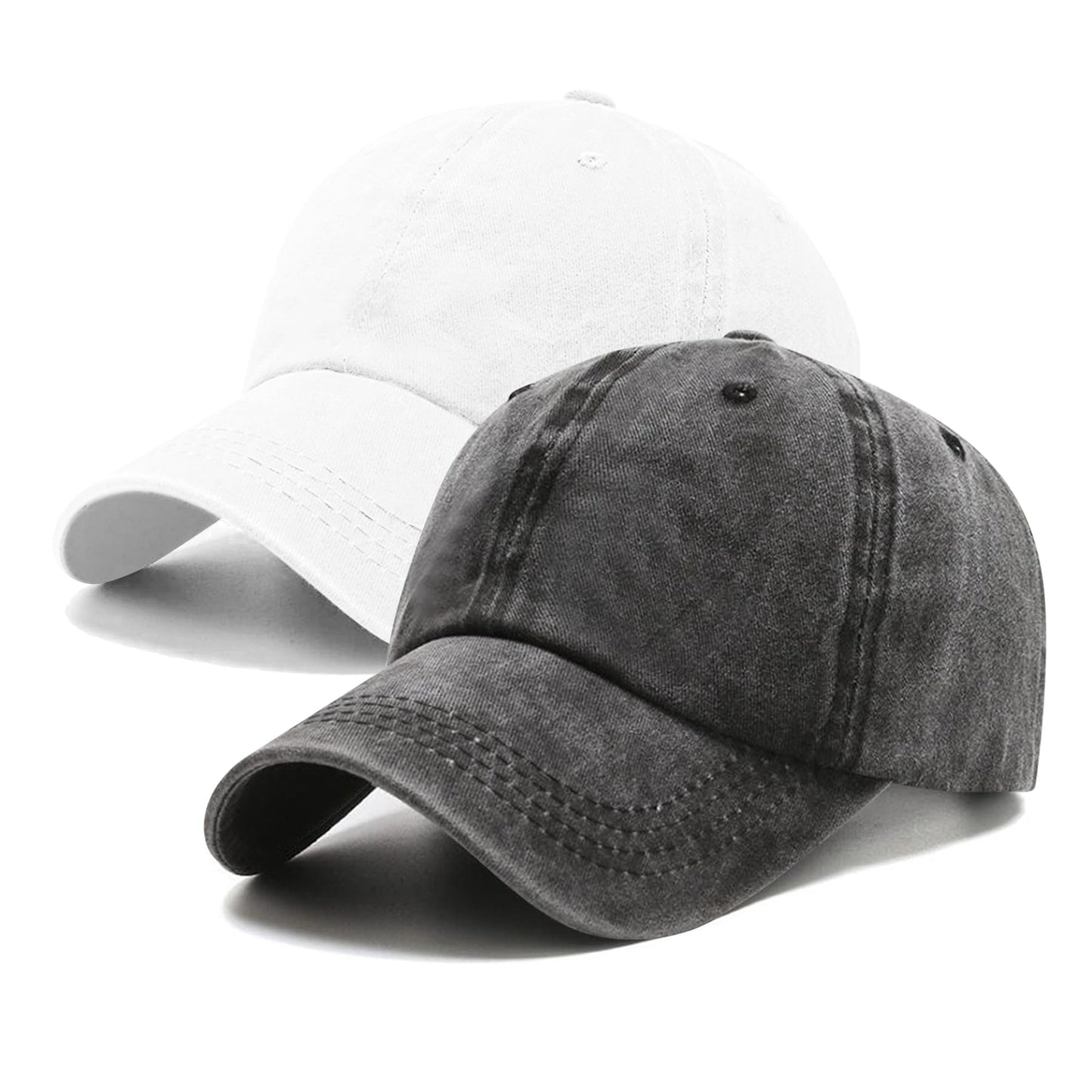 PFFY 2 Packs Vintage Washed Distressed Baseball Cap Golf Dad Hat for Men Women