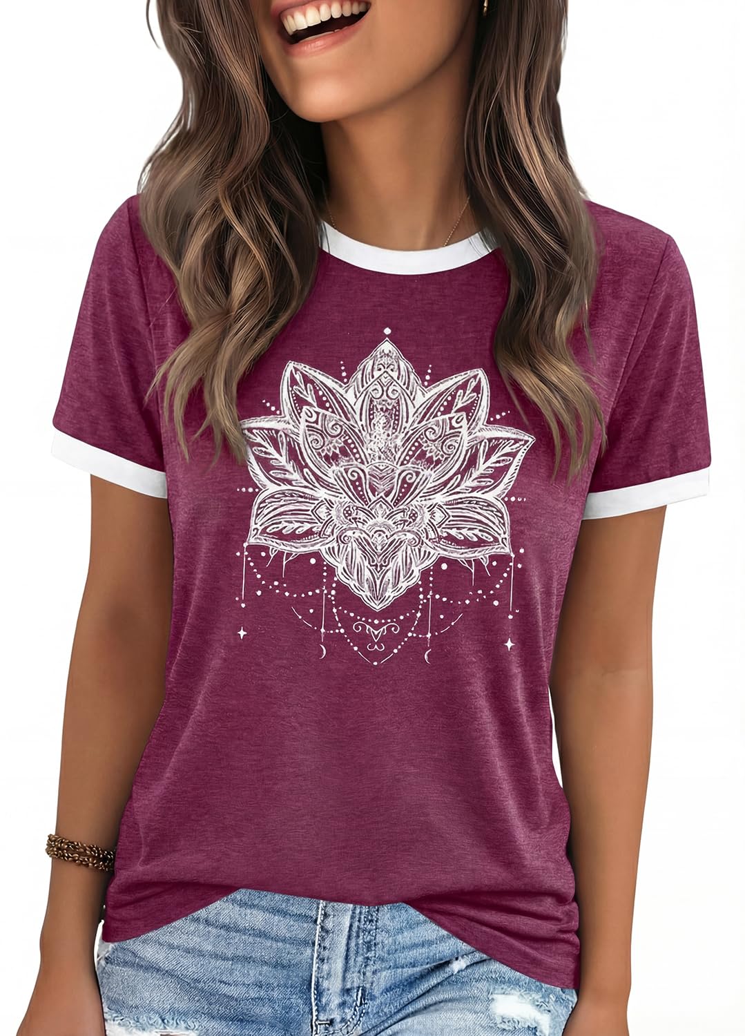YEXIPO Graphic Tees for Women Short Sleeve Summer Tops Funny Letter Printed Loose Casual T Shirts