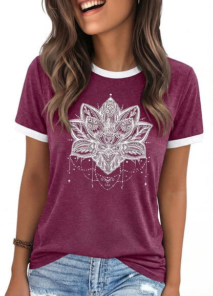 YEXIPO Graphic Tees for Women Short Sleeve Summer Tops Funny Letter Printed Loose Casual T Shirts