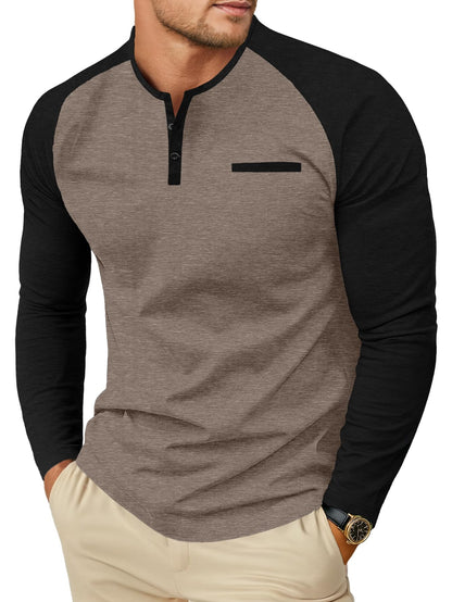 Sailwind Mens Cotton Henley Shirts Long Sleeve Casual T-Shirts Lightweight Button Pullover Shirts with Pocket