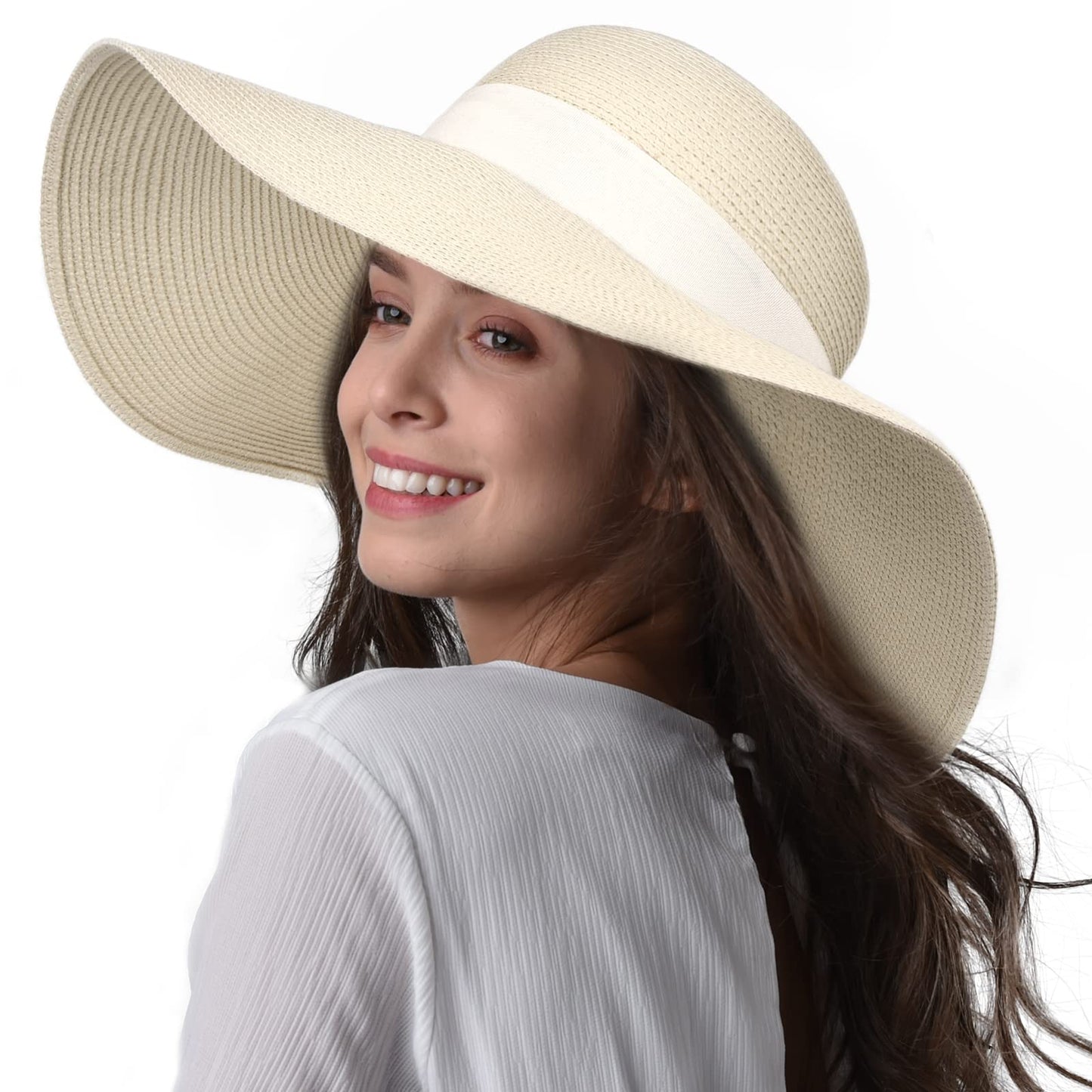 FURTALK Womens Sun Straw Hat Wide Brim Summer Hat Foldable Packable Floppy Beach Hats for Women