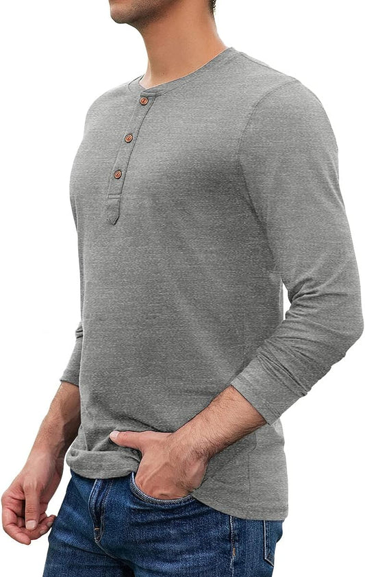 Sailwind Mens Henley Long Sleeve T-Shirt Cotton Casual Shirt