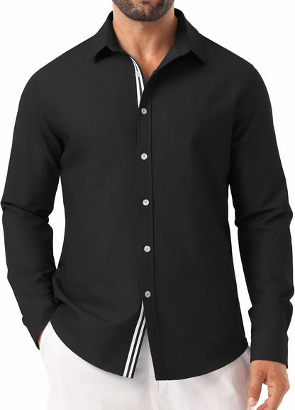 Sailwind Men's Casual Button Down Long Sleeve Shirt Untucked Business Dress Shirts