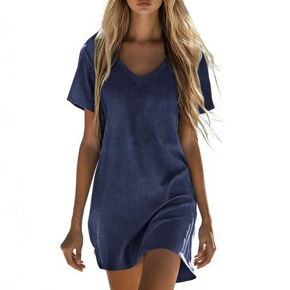 Summer Dresses for Women 2026 Linen Tshirt Dress Casual Beach Vacation Outfits Cotton Boho Short Sleeve Sundresses