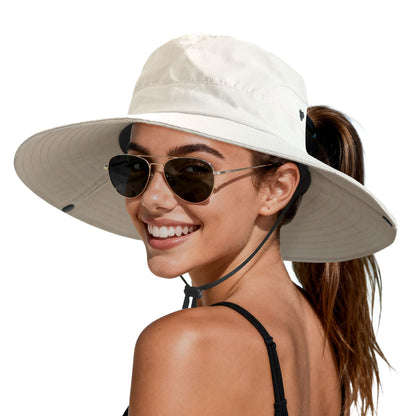 PFFY Sun Beach Hats for Women Men UV Protection Wide Brim Foldable Fishing Sun Bucket Hat Outdoor Essentials