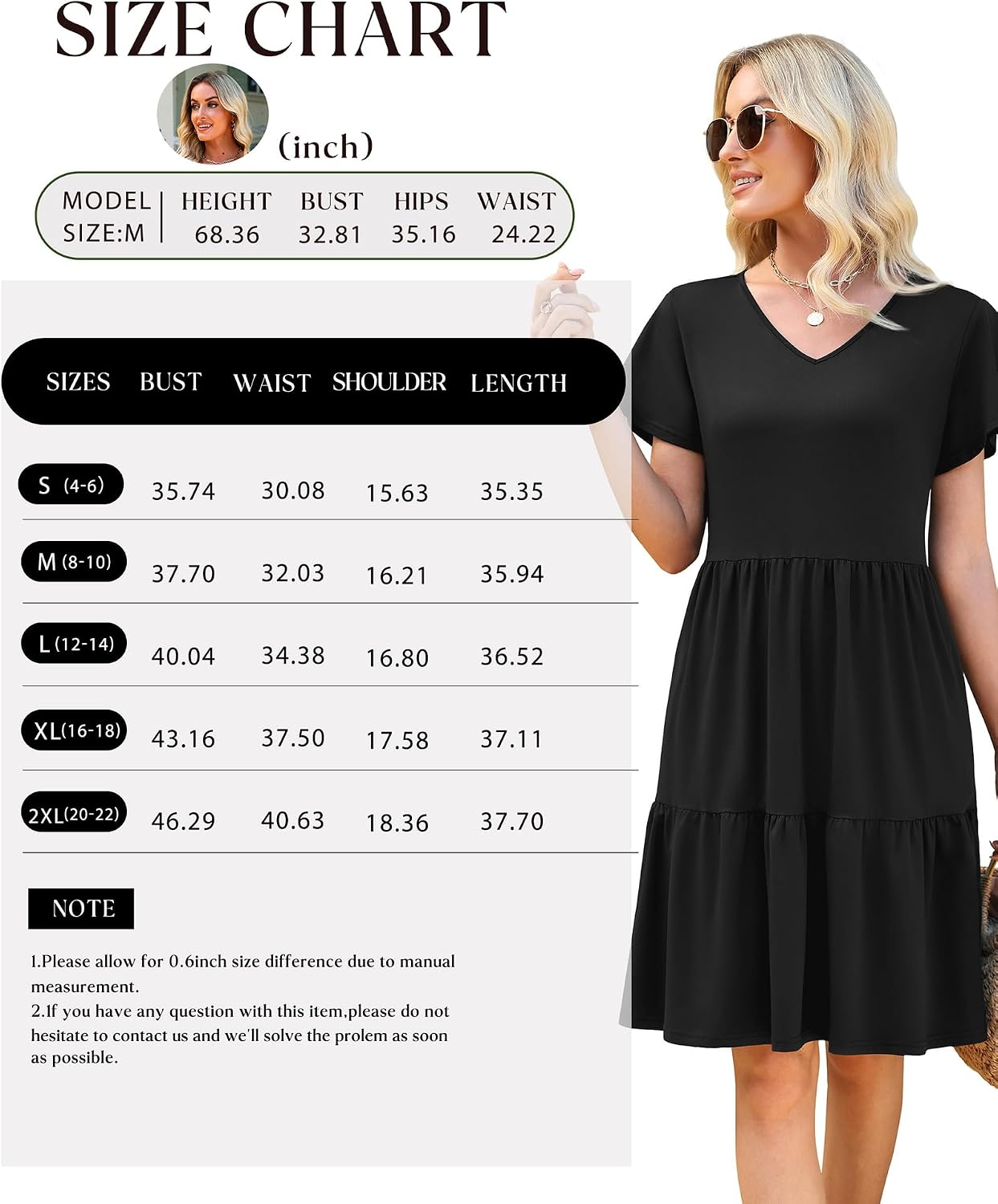 WEACZZY Womens Casual Summer Dress V Neck Ruffle Sleeve A Line Dresses Flowy with Pockets 2026
