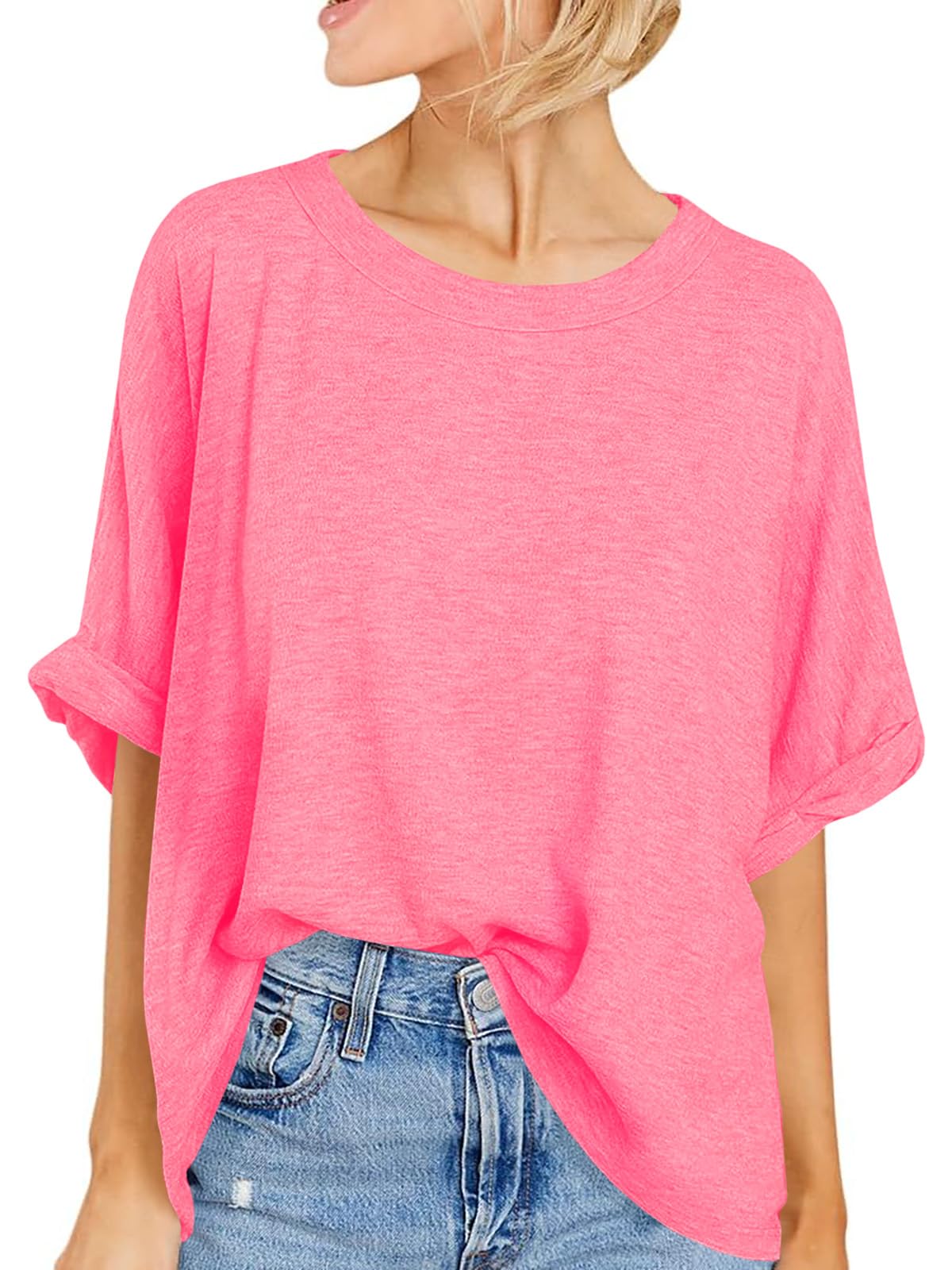Women Oversized T-Shirt Summer Casual Short Sleeve Loose Tee Tops